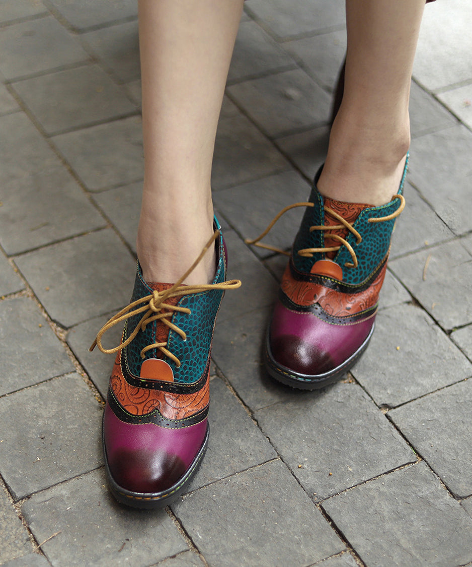 Color Stitch Blocking Bootie