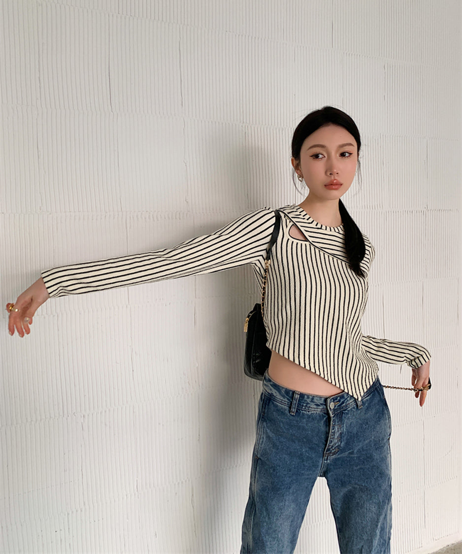 Striped Cut-out Top