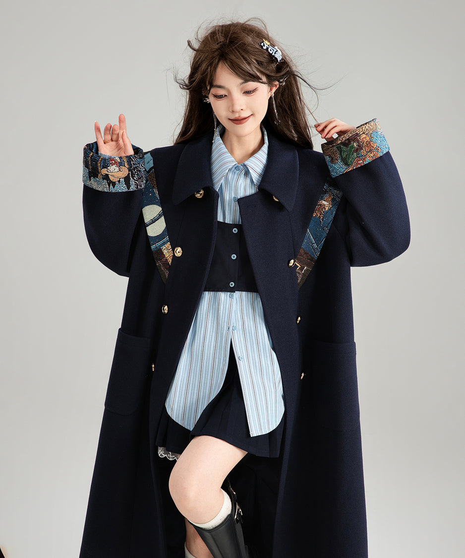 Jacquard Ribbon Cloud Shoulder Coat