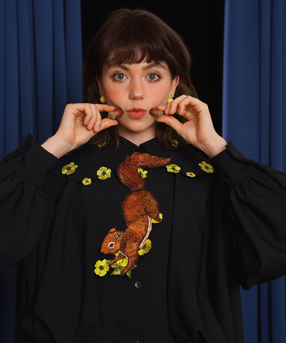 Squirrel Embroidered Tie