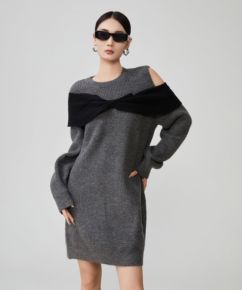 Shoulder Cut-out Knit Dress