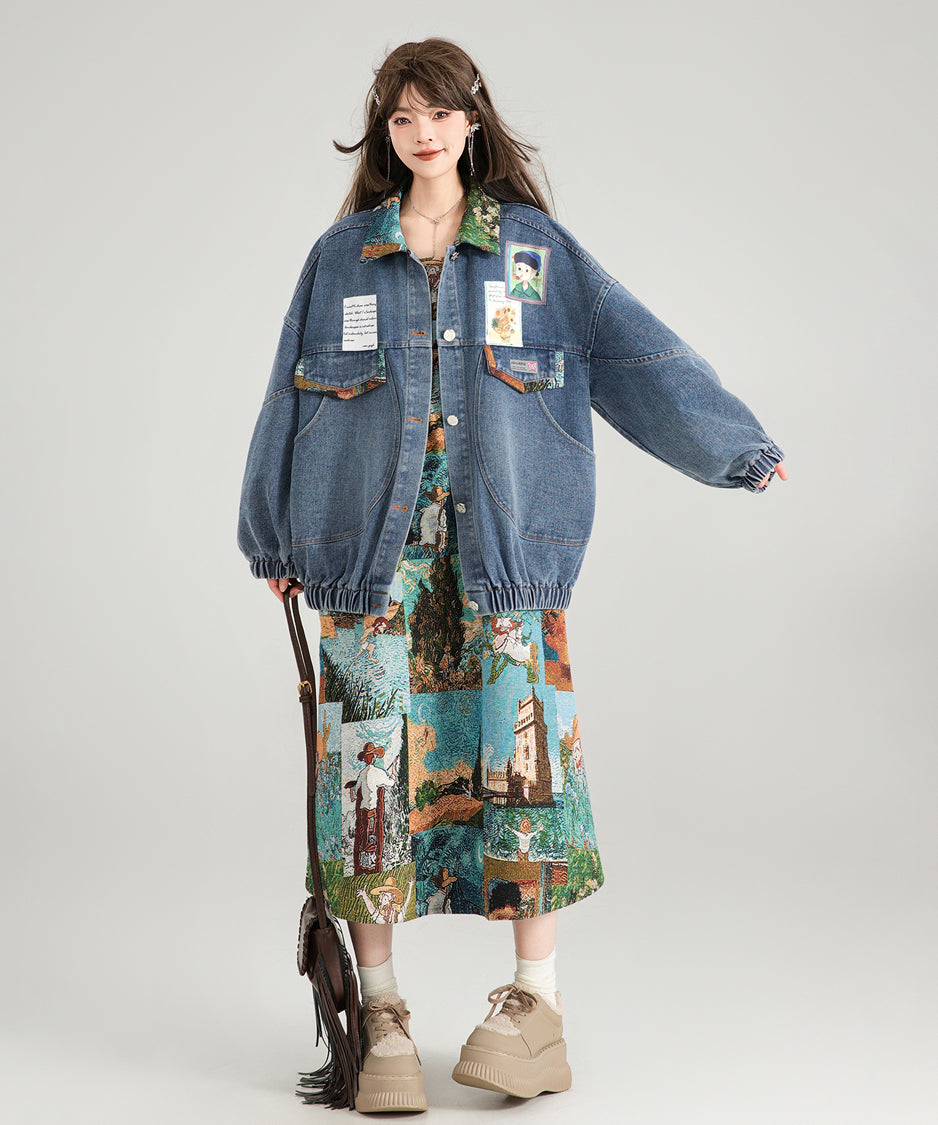 Jacquard Ribbon Denim Jacket
