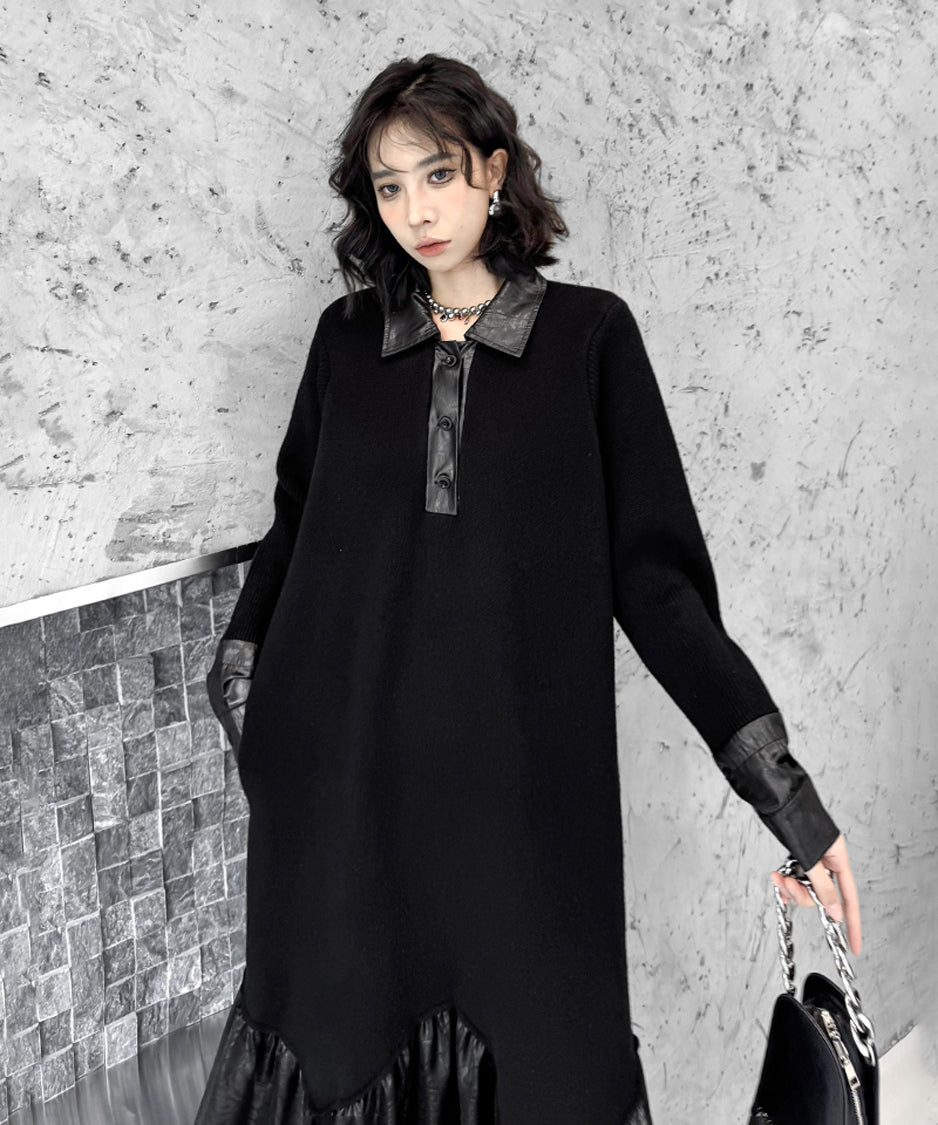 Low-switched Collar Dress