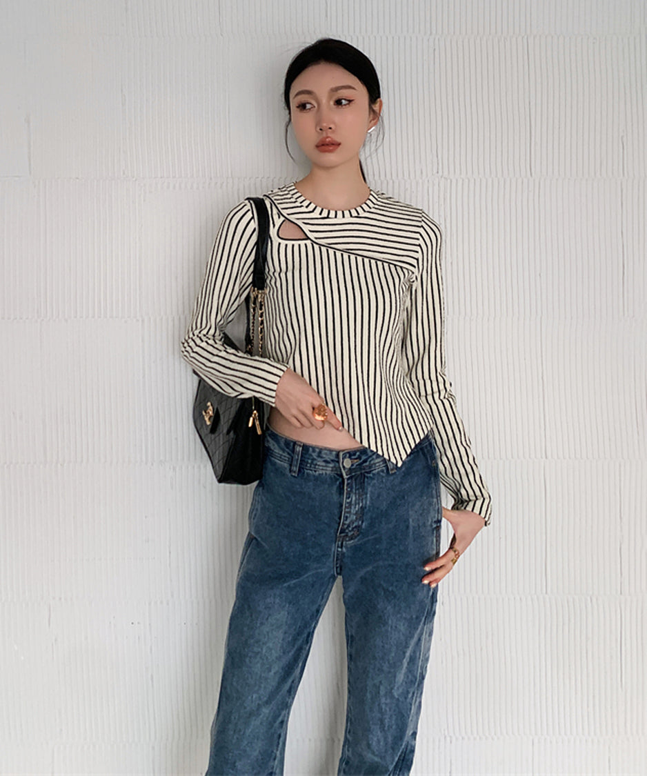 Striped Cut-out Top