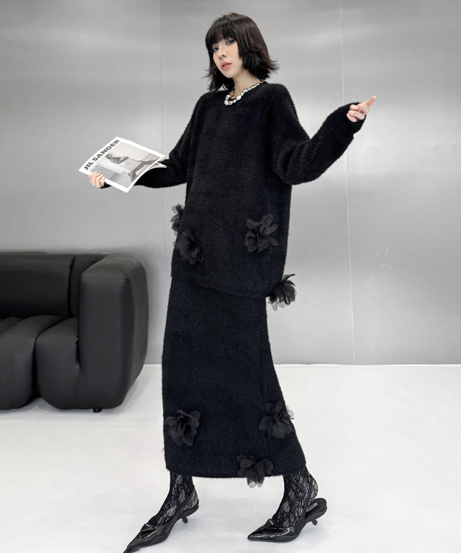 Three-dimensional Flower Top &amp; Skirt