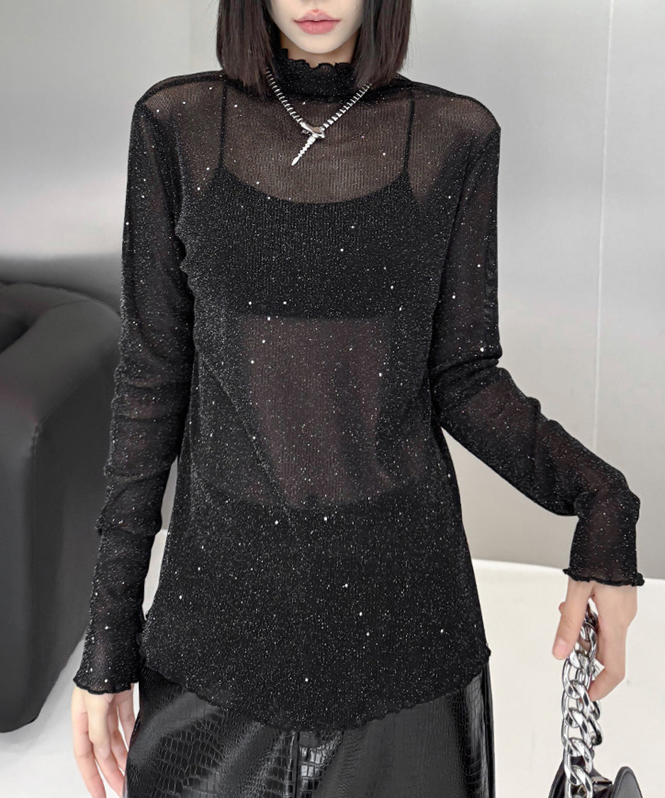 Shiny Turtleneck Top