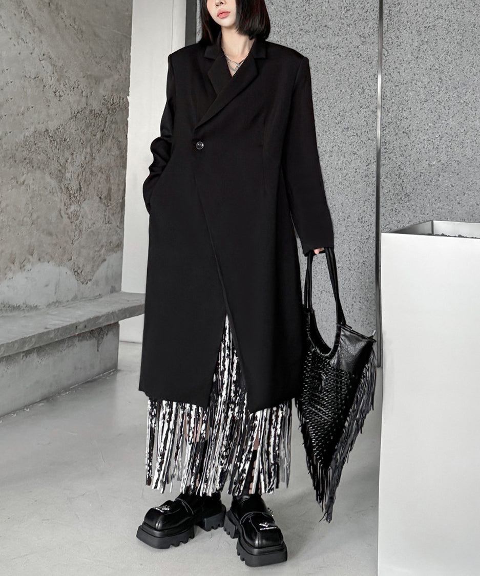 Solid Collar Long Jacket