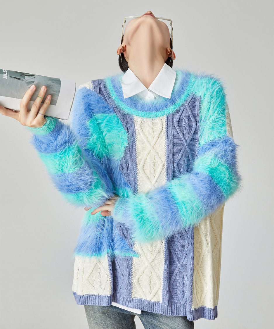 Fairy Irregular Contrast Sweater