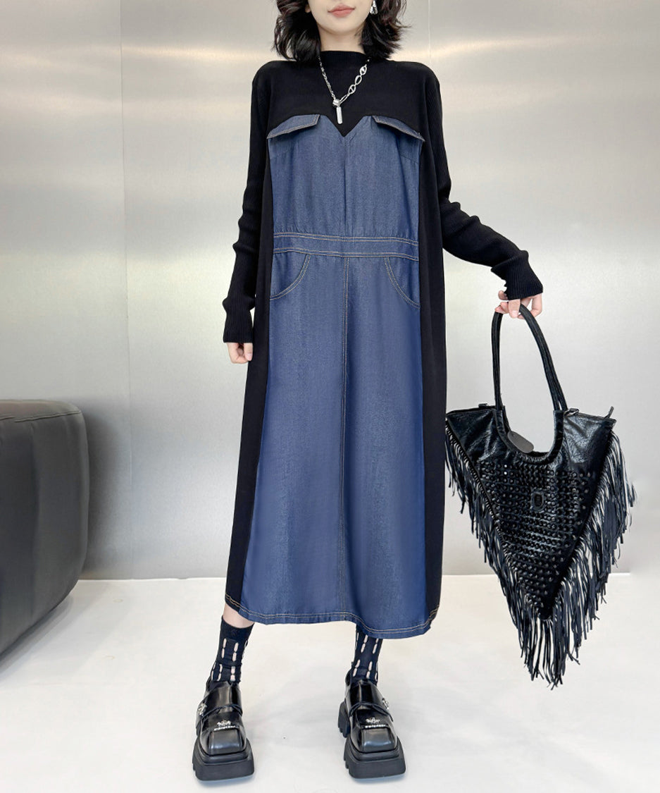 Denim Switching Dress