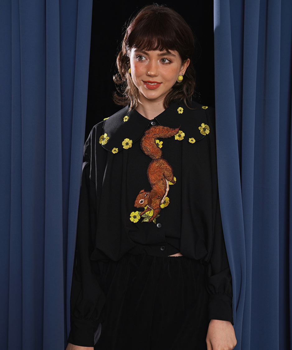 Squirrel Embroidered Tie
