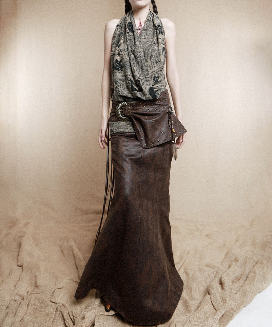Feather Tassel Rivet Wide Belt