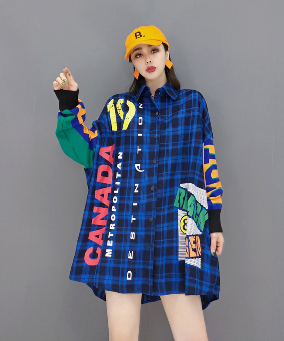 Rubber Print Check Blouse