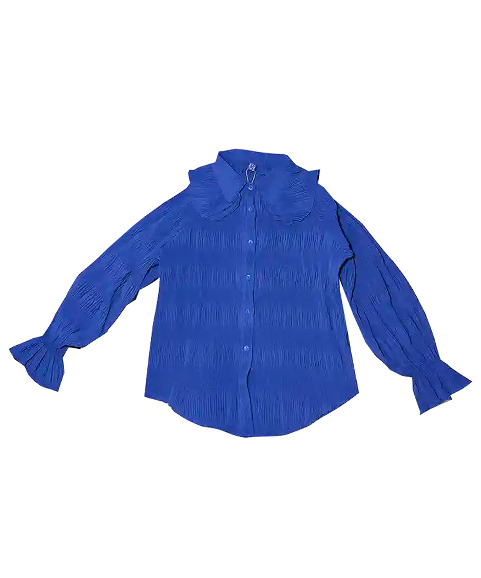 Petal Collar Pleated Blouse