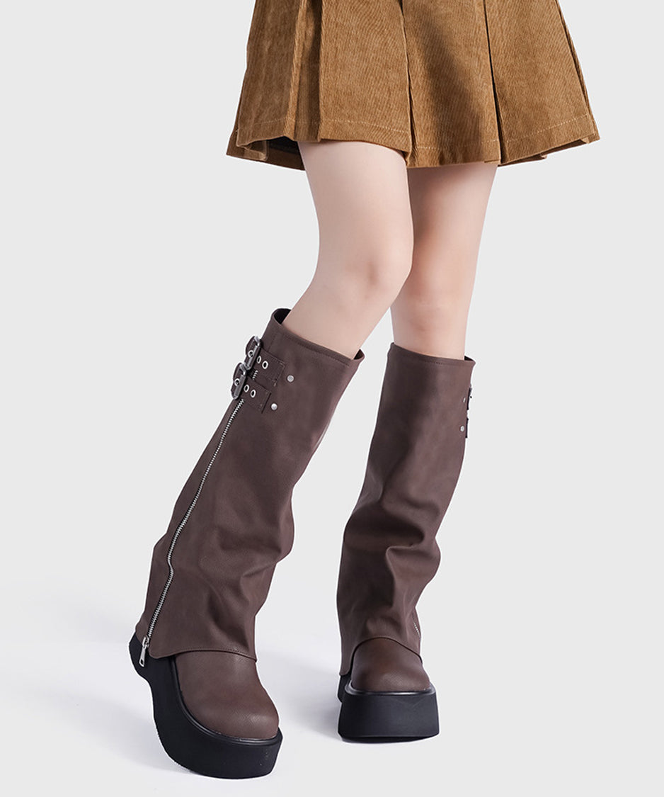 Zip Design Cover Boots