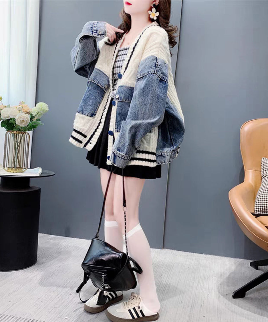 Denim Patchwork Cardigan