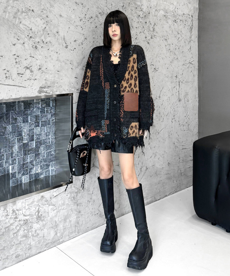 Leopard Patchwork Cardigan