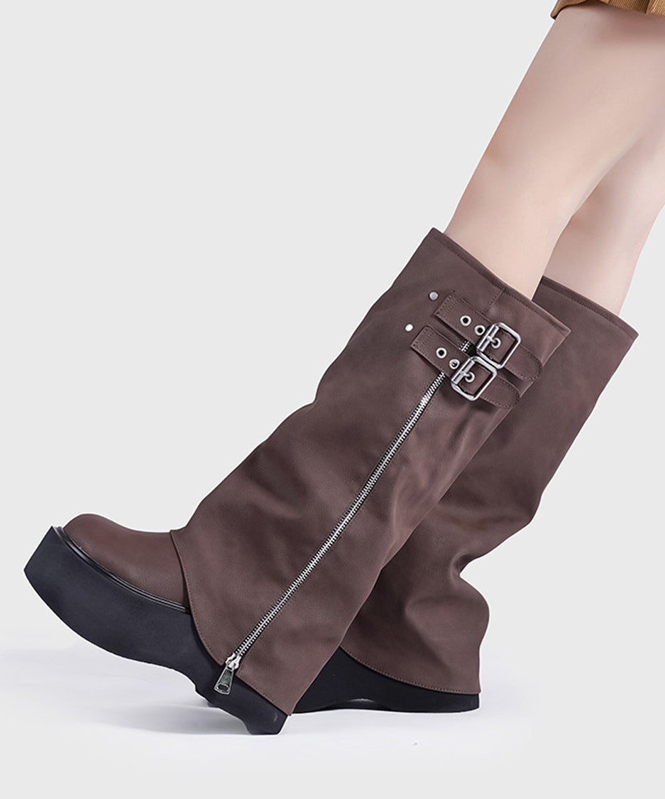 Zip Design Cover Boots