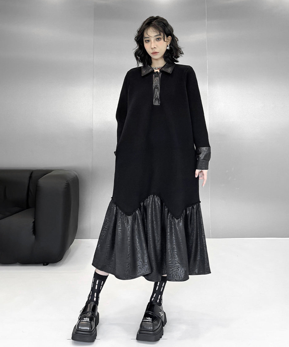 Low-switched Collar Dress