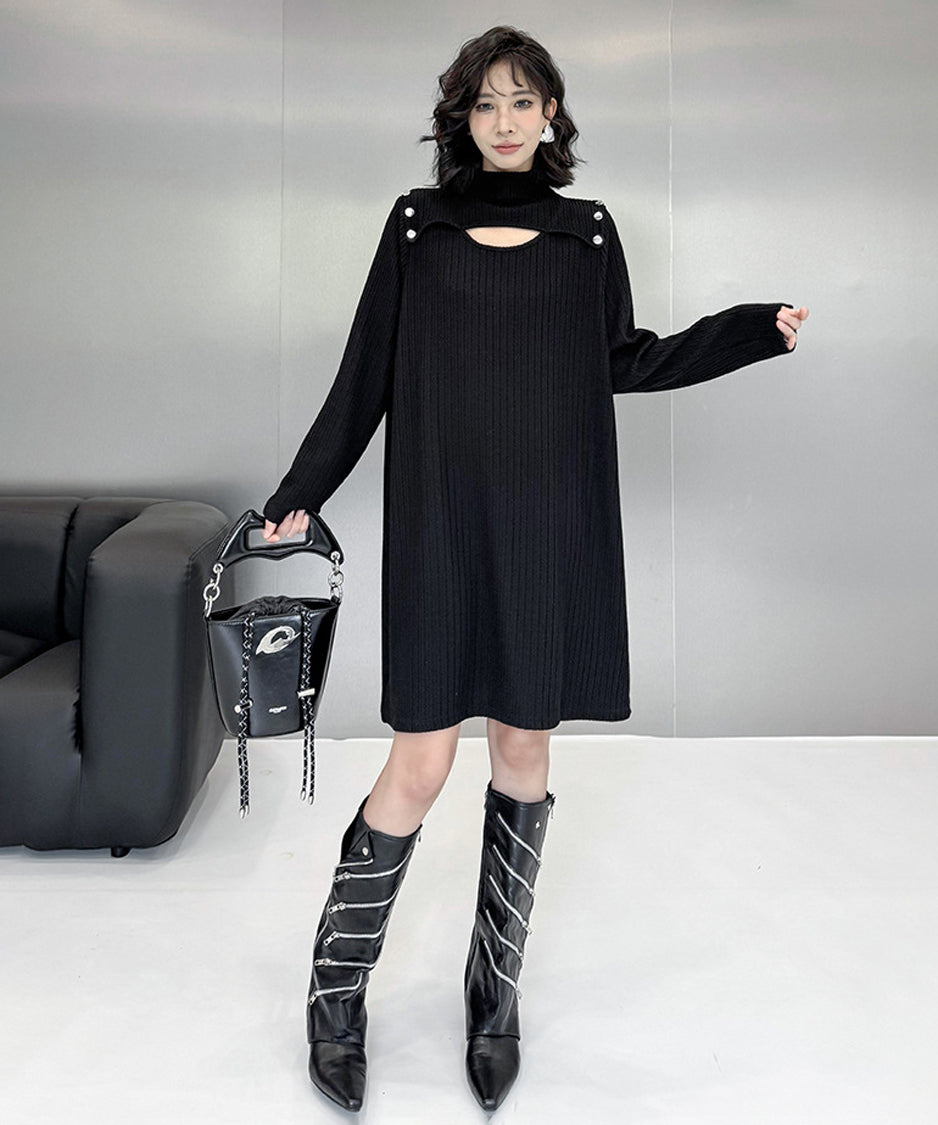 Half Turtleneck Knit Dress