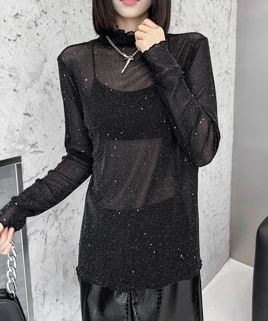Shiny Turtleneck Top