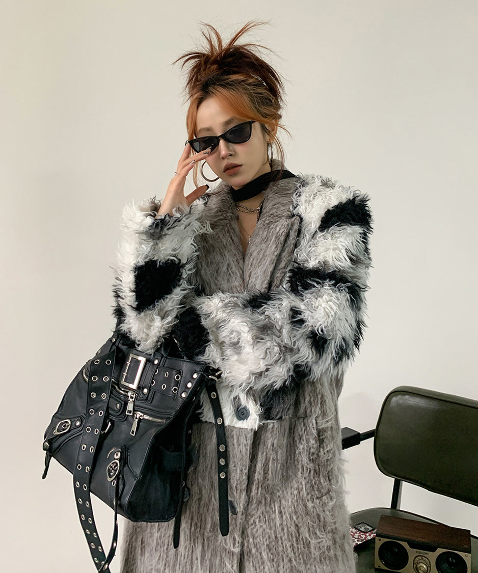 Faux Fur Splicing Coat