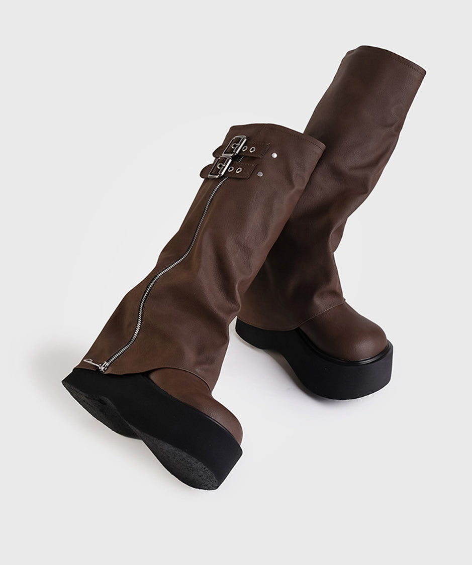 Zip Design Cover Boots
