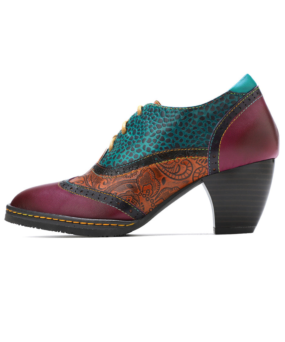Color Stitch Blocking Bootie