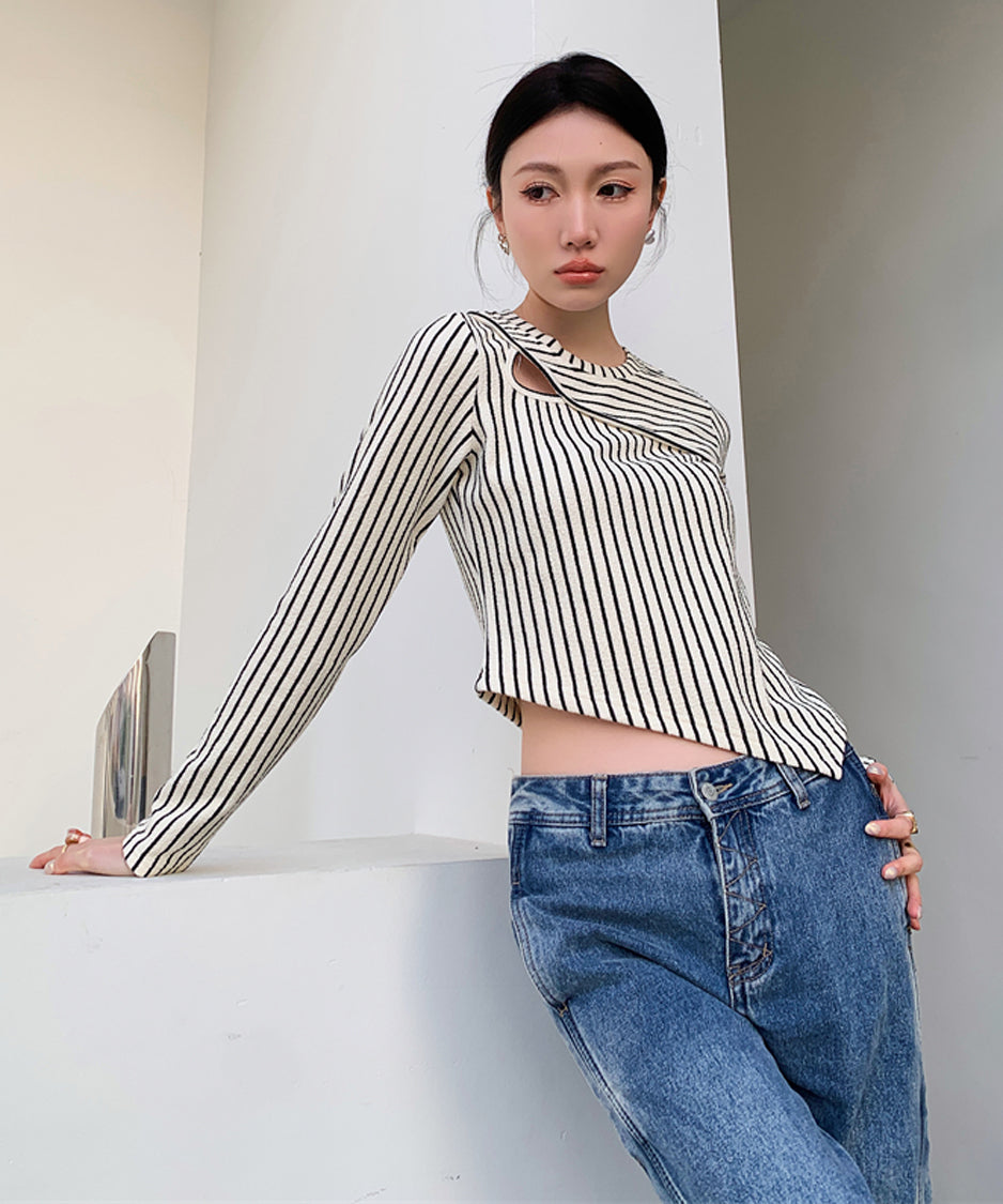 Striped Cut-out Top