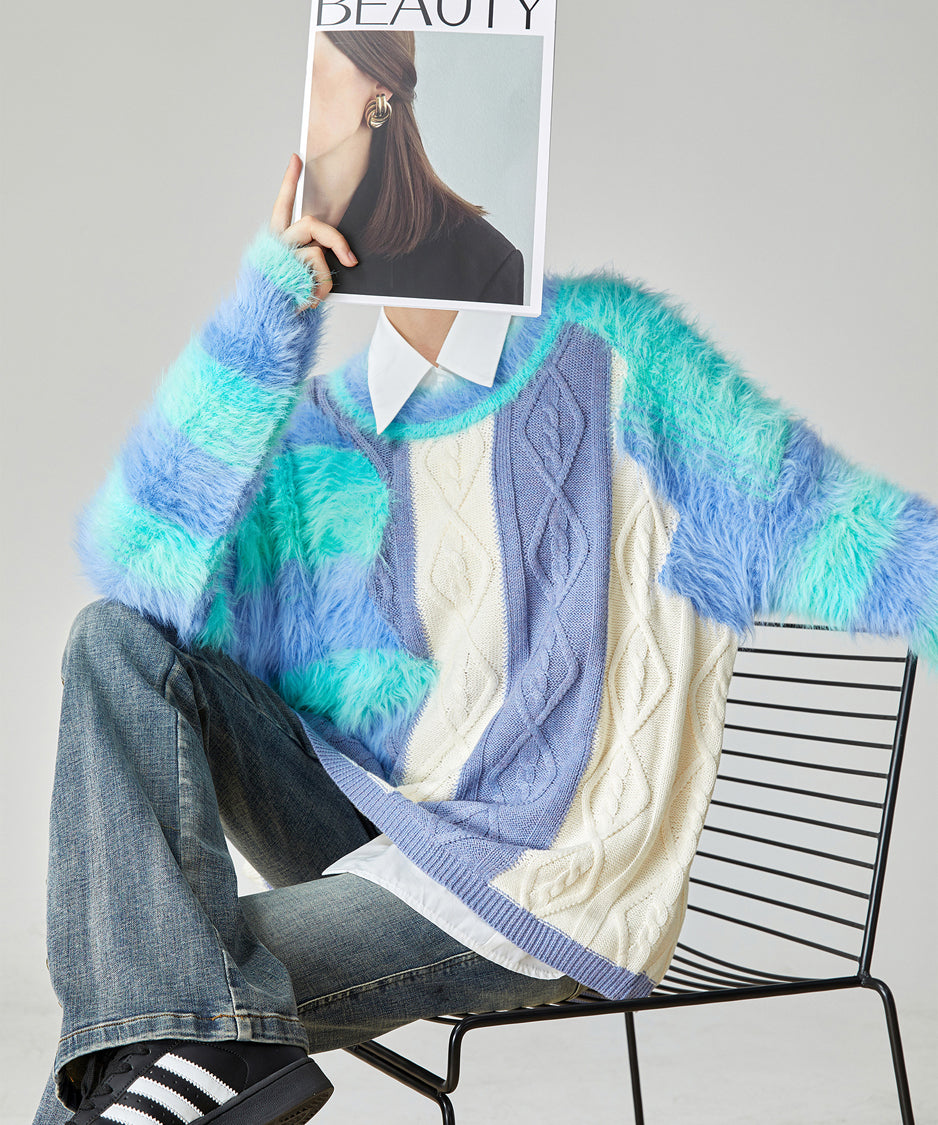 Fairy Irregular Contrast Sweater