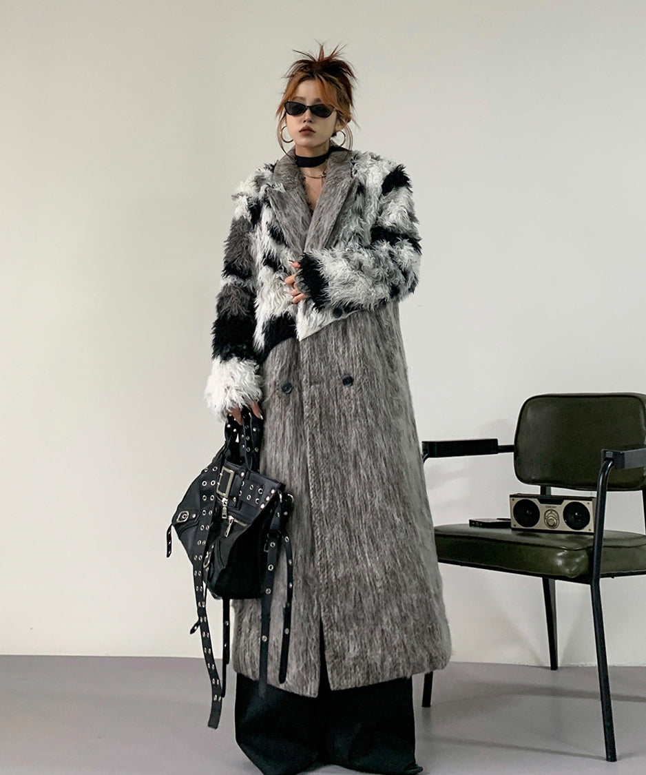 Faux Fur Splicing Coat