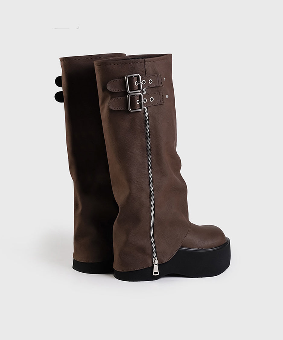 Zip Design Cover Boots
