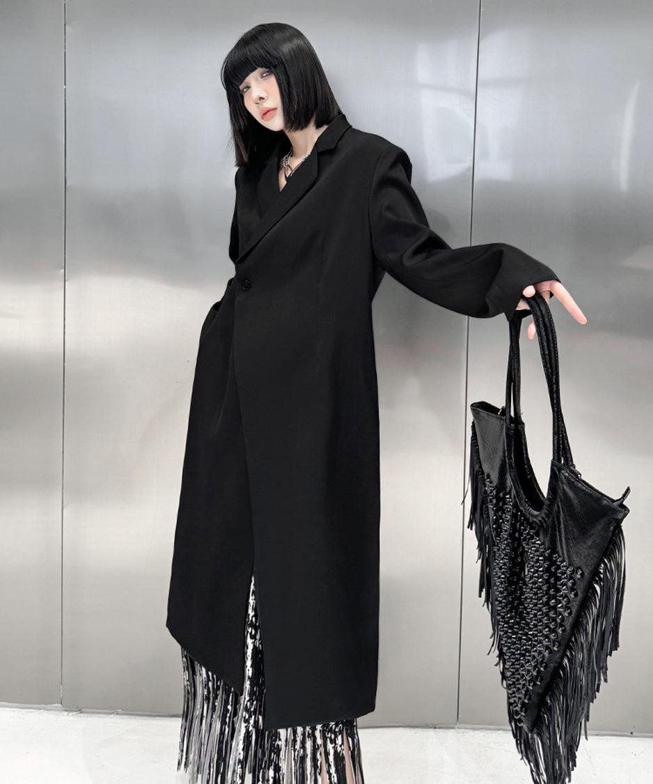 Solid Collar Long Jacket
