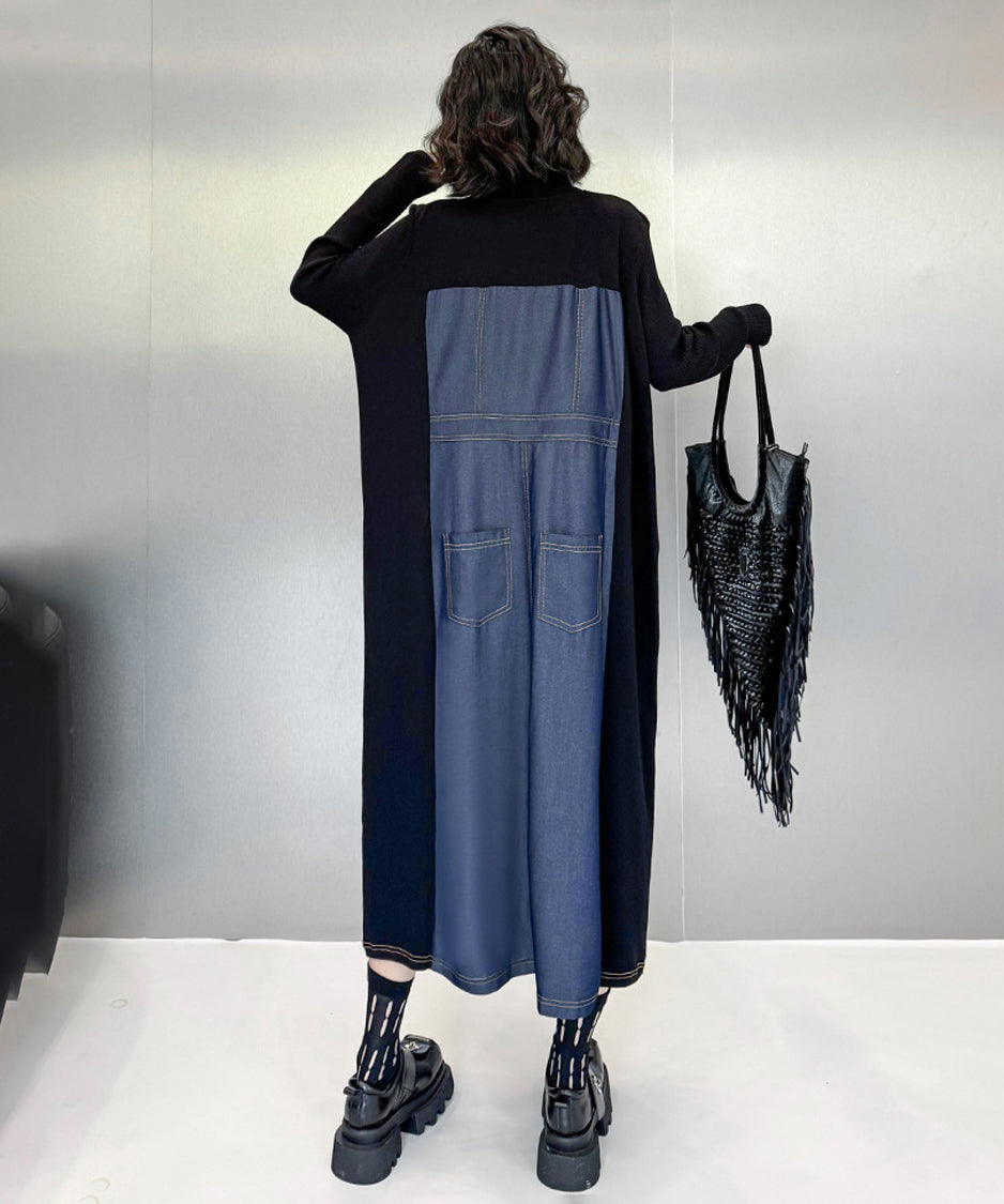 Denim Switching Dress