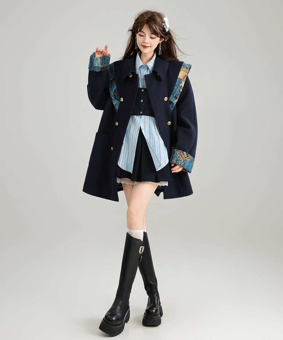 Jacquard Ribbon Cloud Shoulder Coat