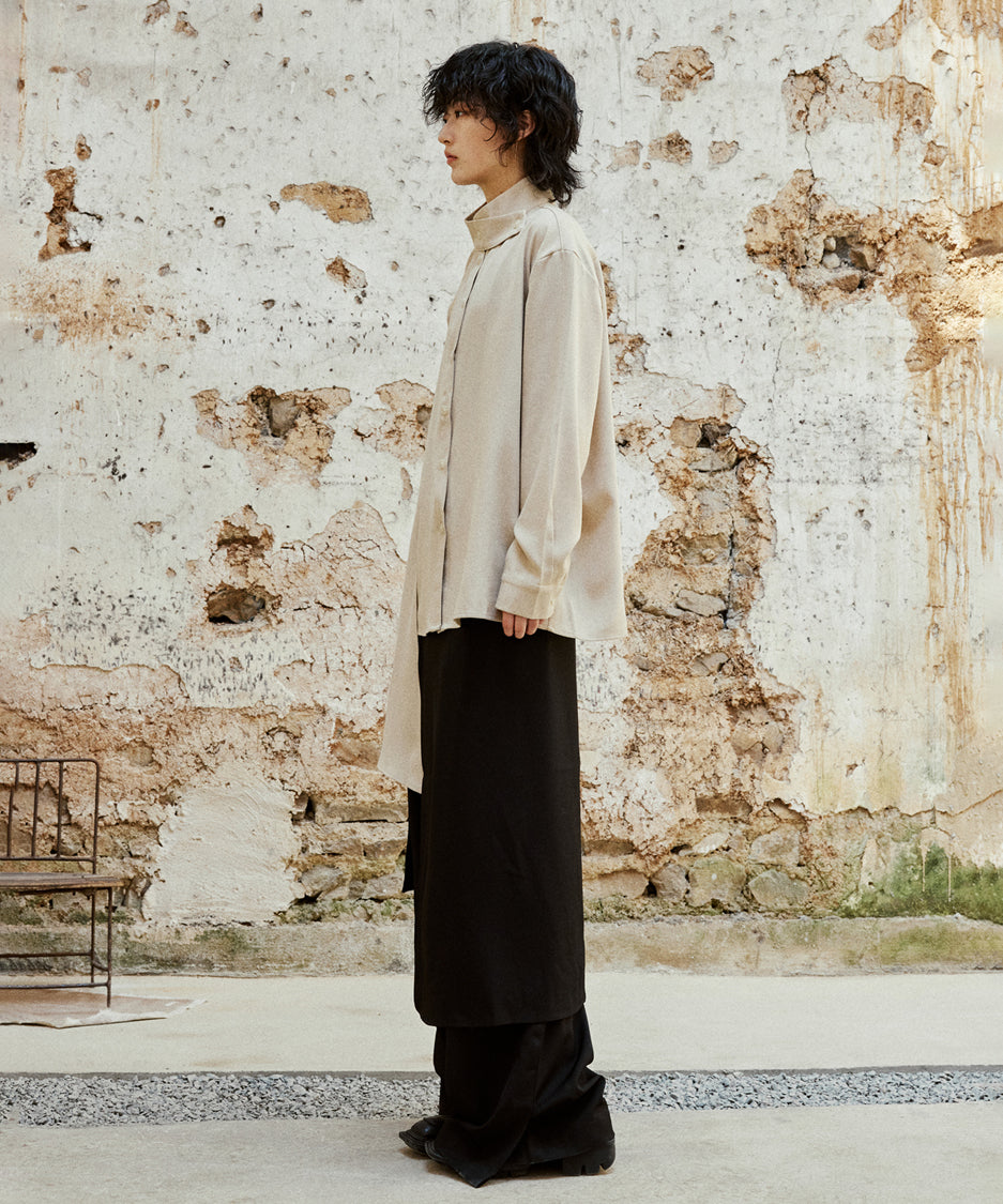 Cross Stand Collar Scarf Blouse