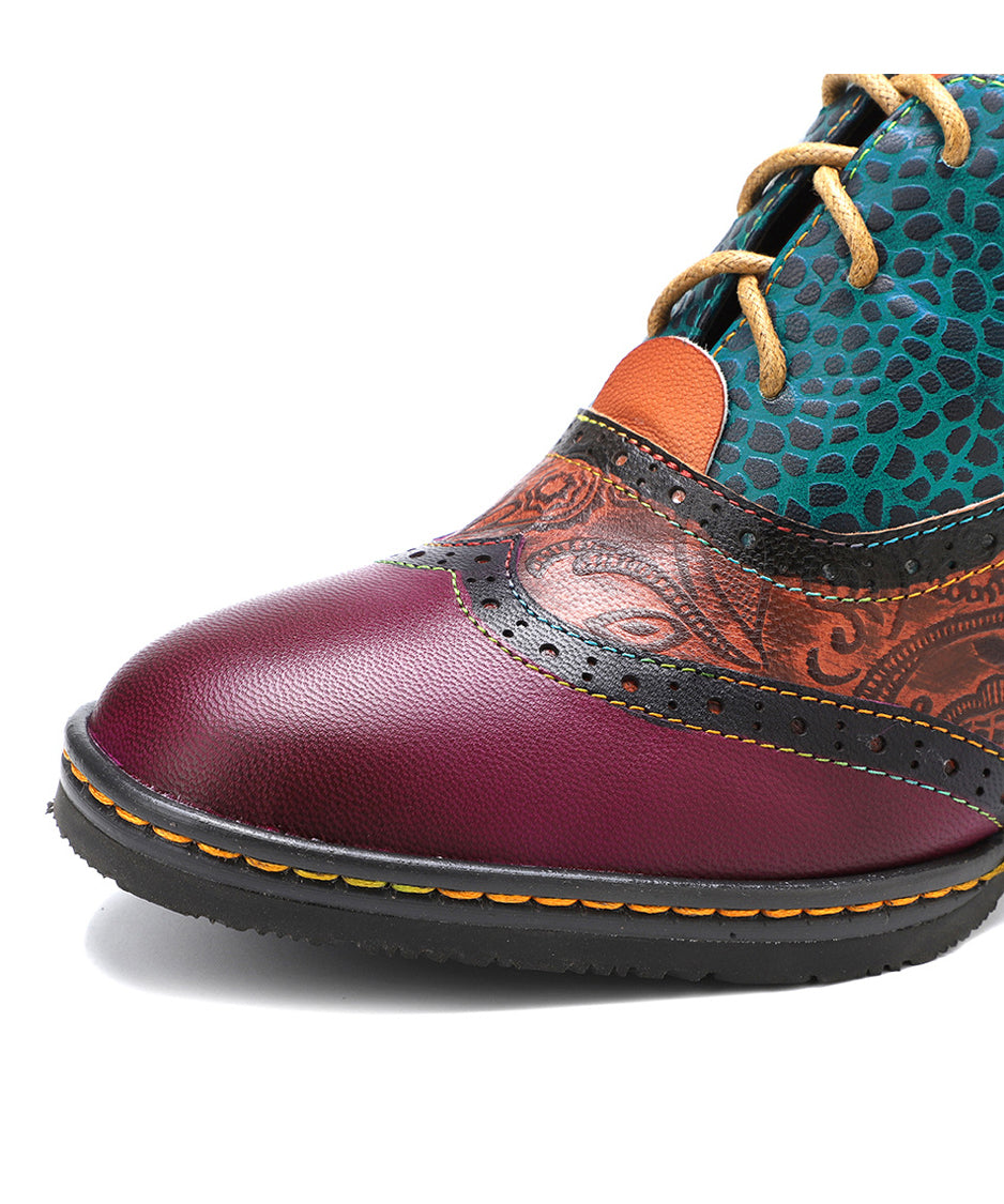 Color Stitch Blocking Bootie