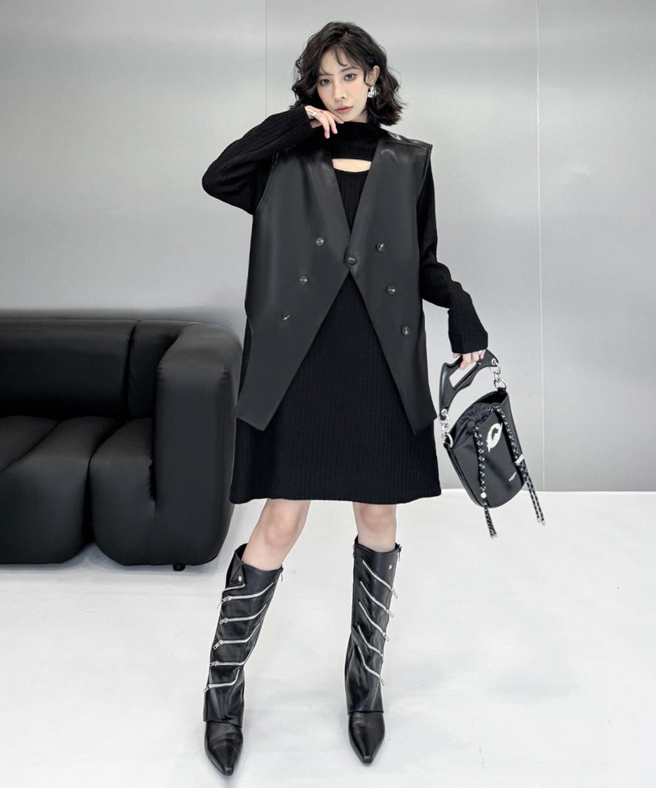 Half Turtleneck Knit Dress