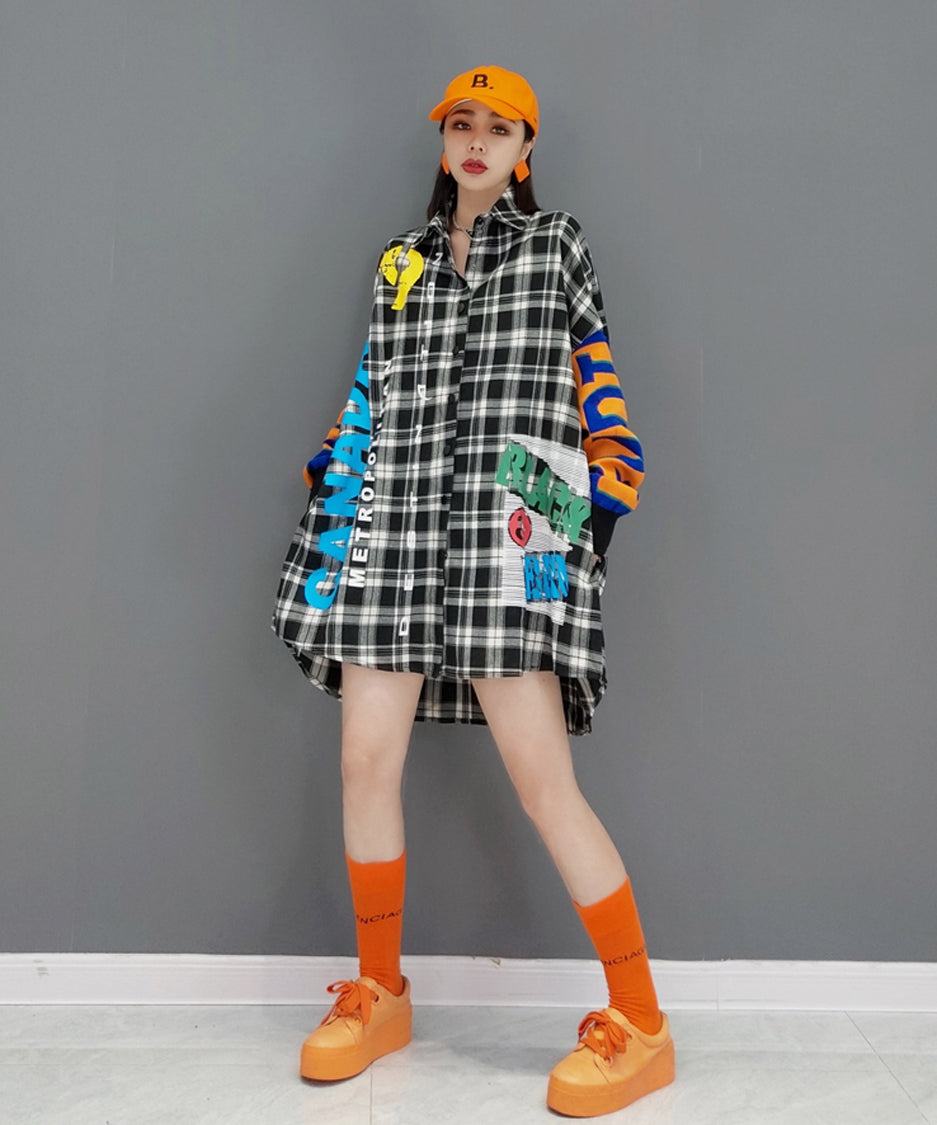 Rubber Print Check Blouse