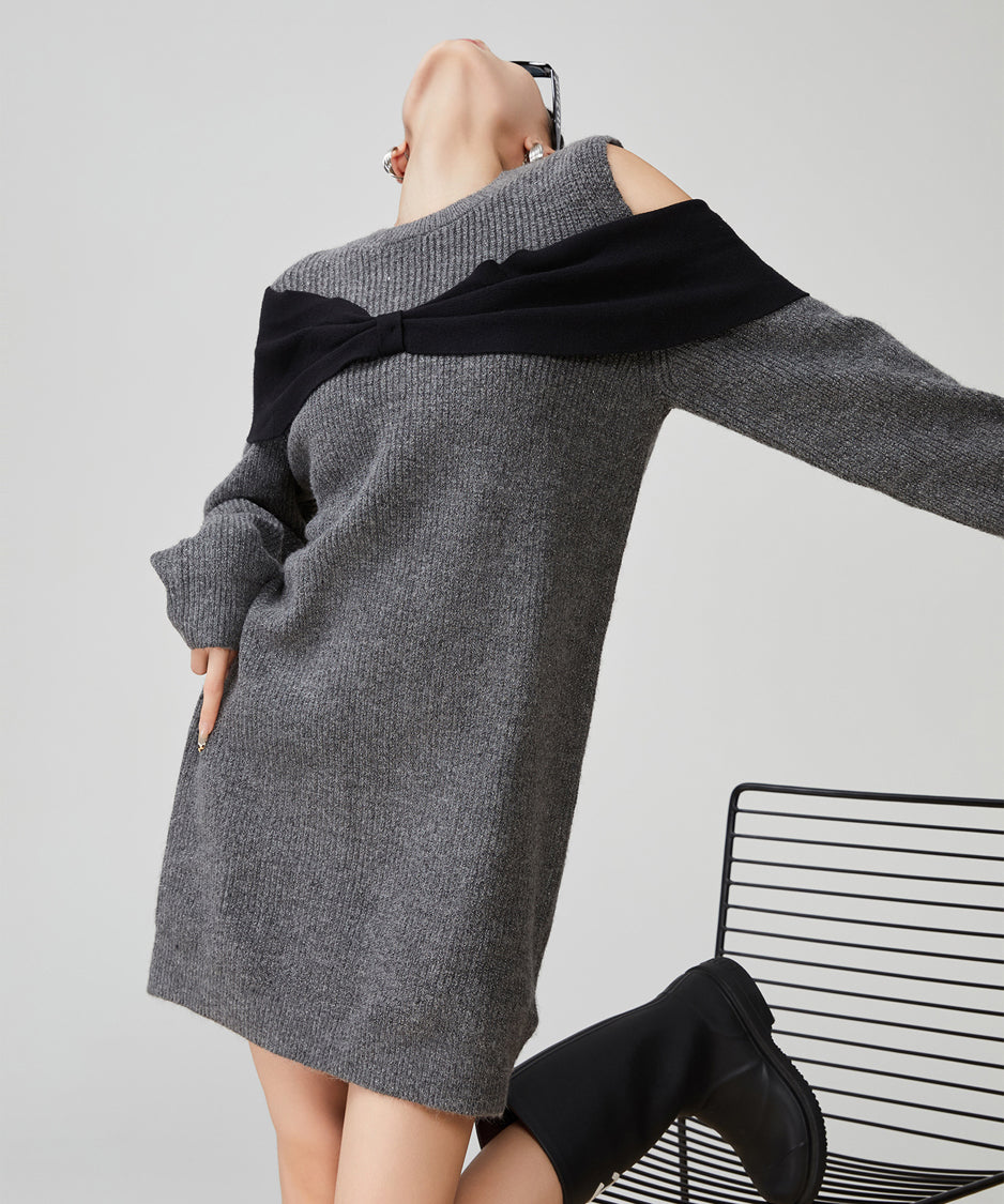 Shoulder Cut-out Knit Dress