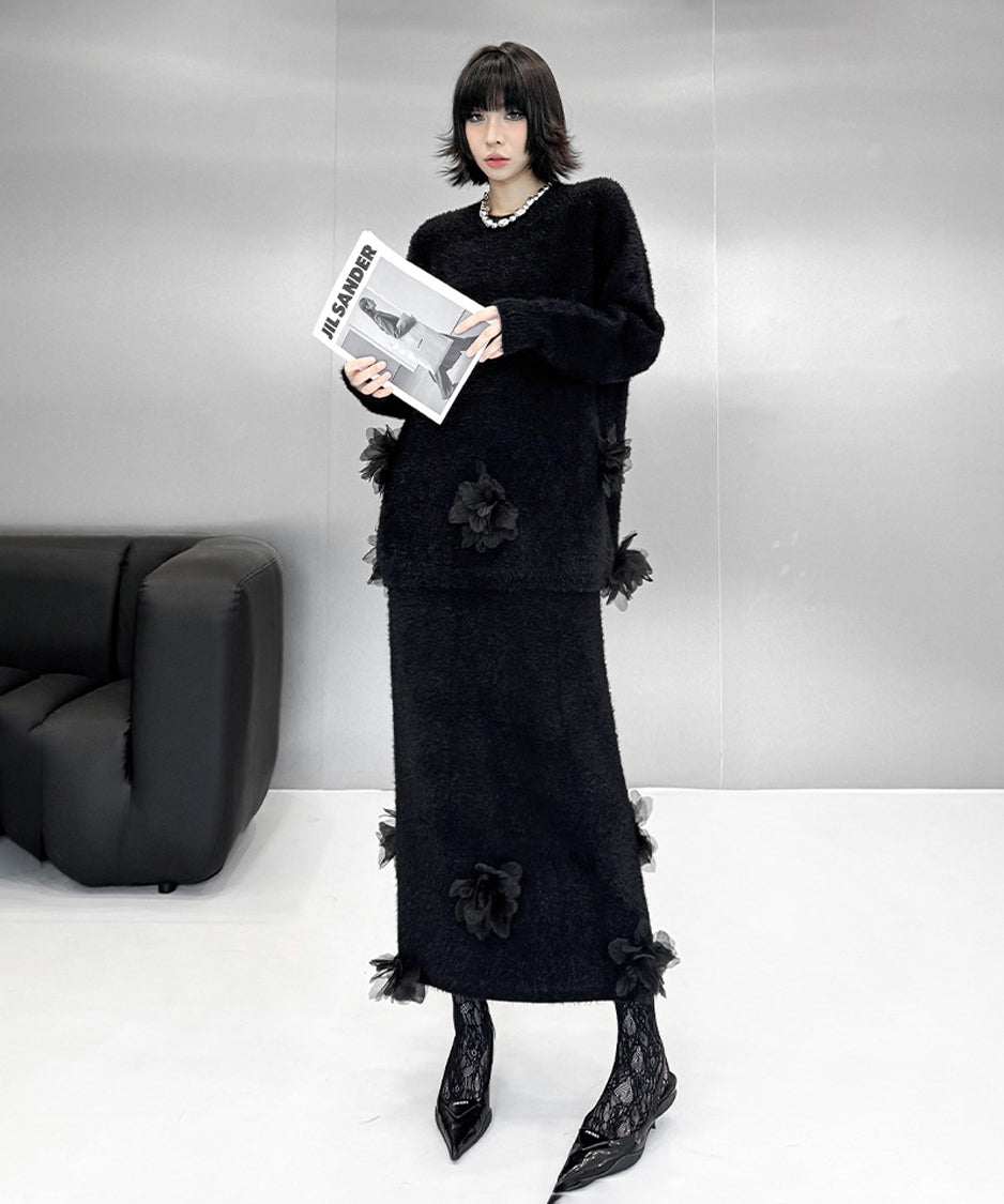 Three-dimensional Flower Top &amp; Skirt