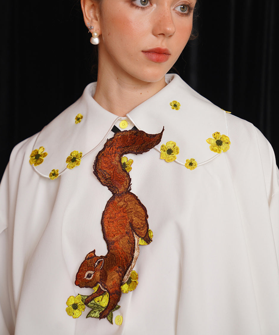 Squirrel Embroidered Tie