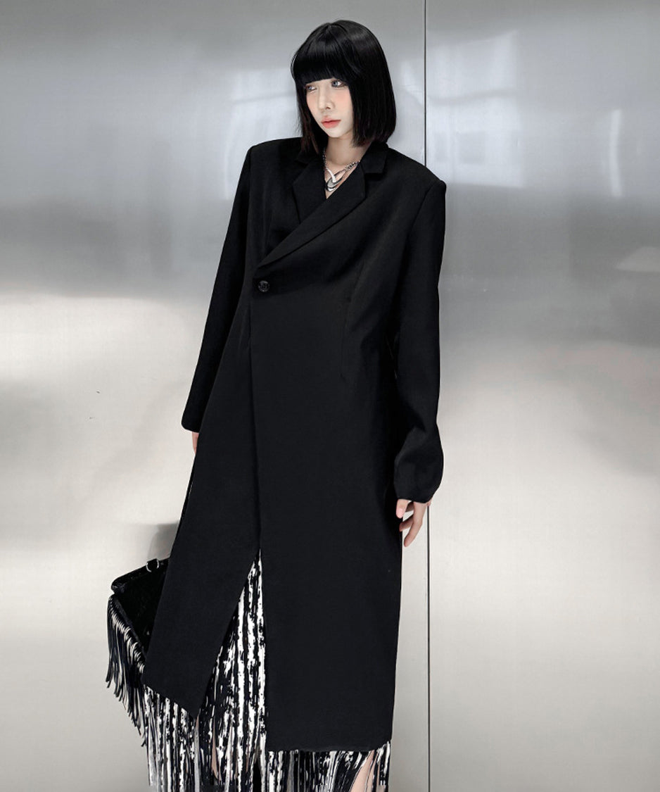 Solid Collar Long Jacket