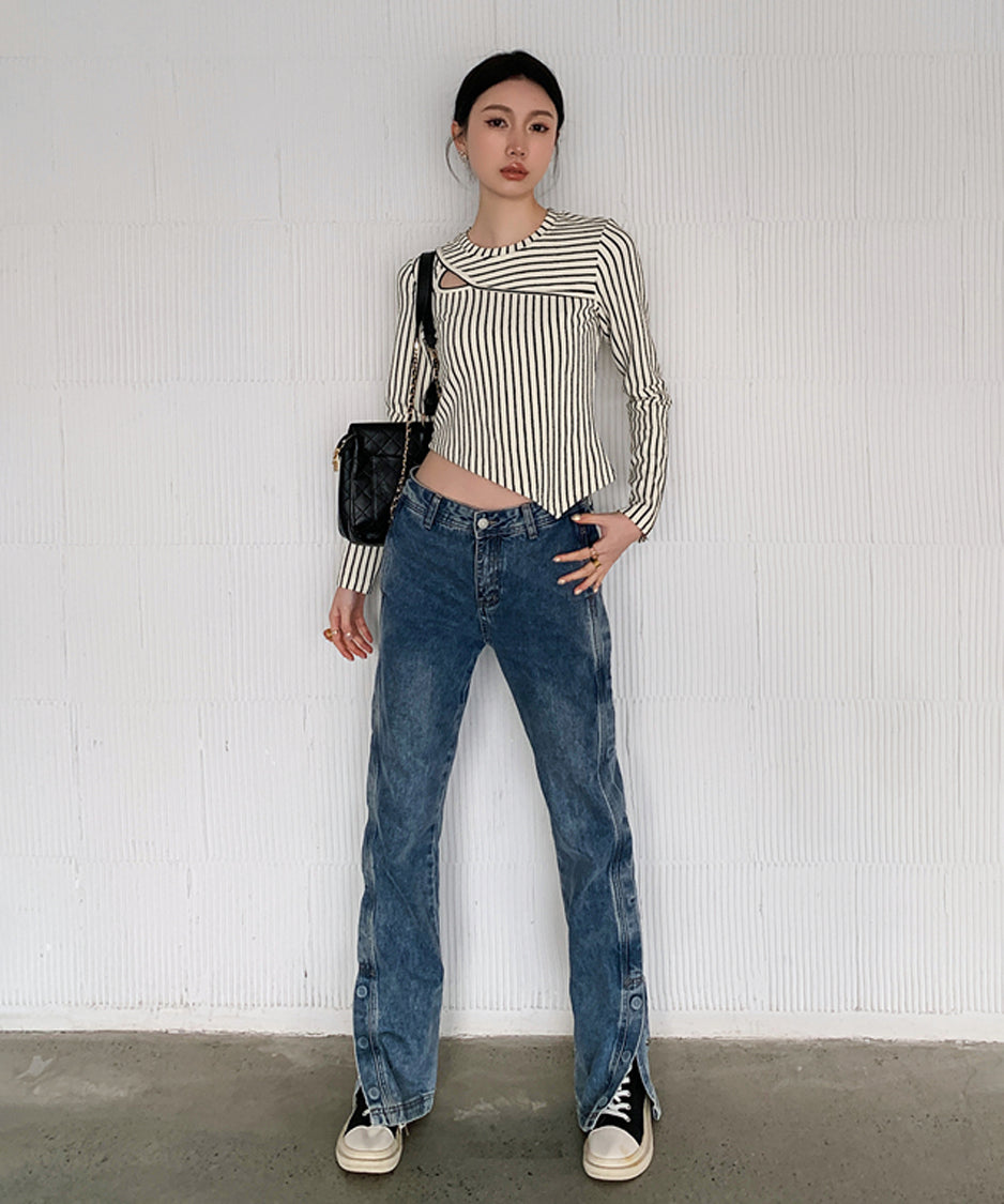 Striped Cut-out Top