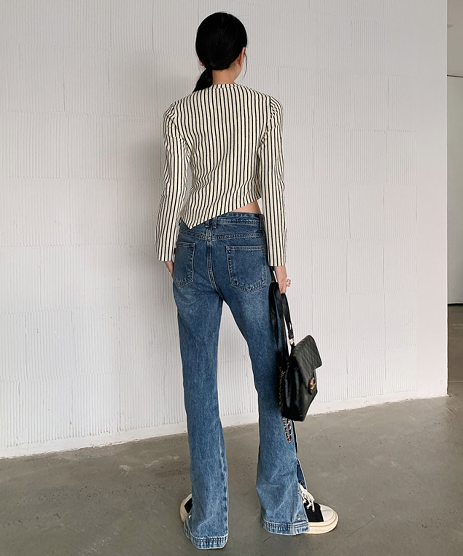 Striped Cut-out Top