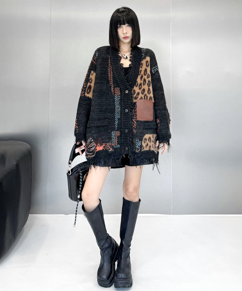Leopard Patchwork Cardigan