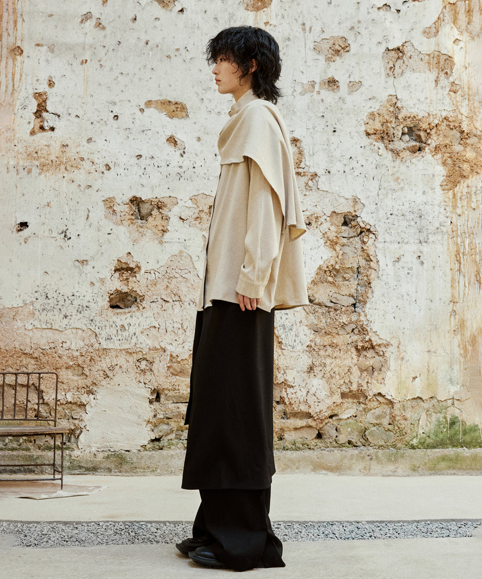 Cross Stand Collar Scarf Blouse