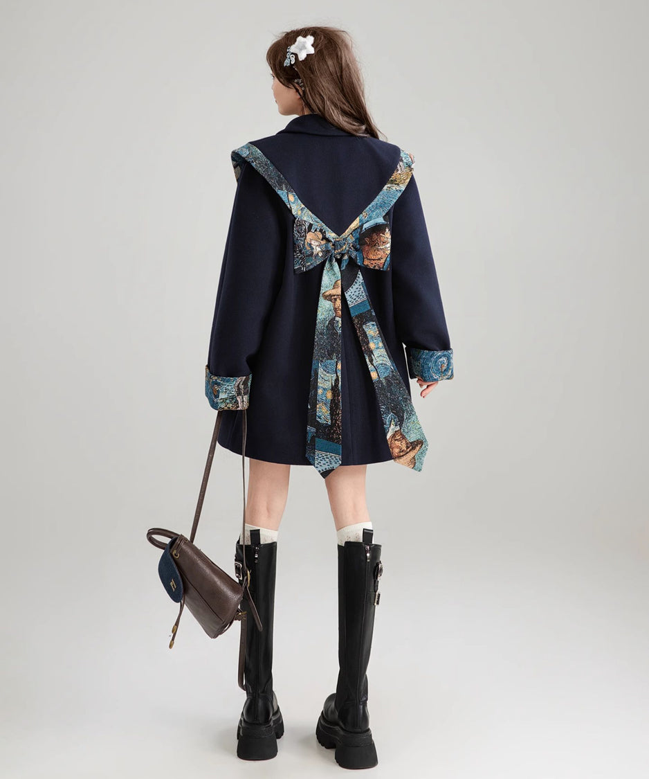 Jacquard Ribbon Cloud Shoulder Coat