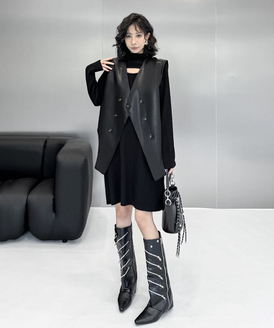 Half Turtleneck Knit Dress