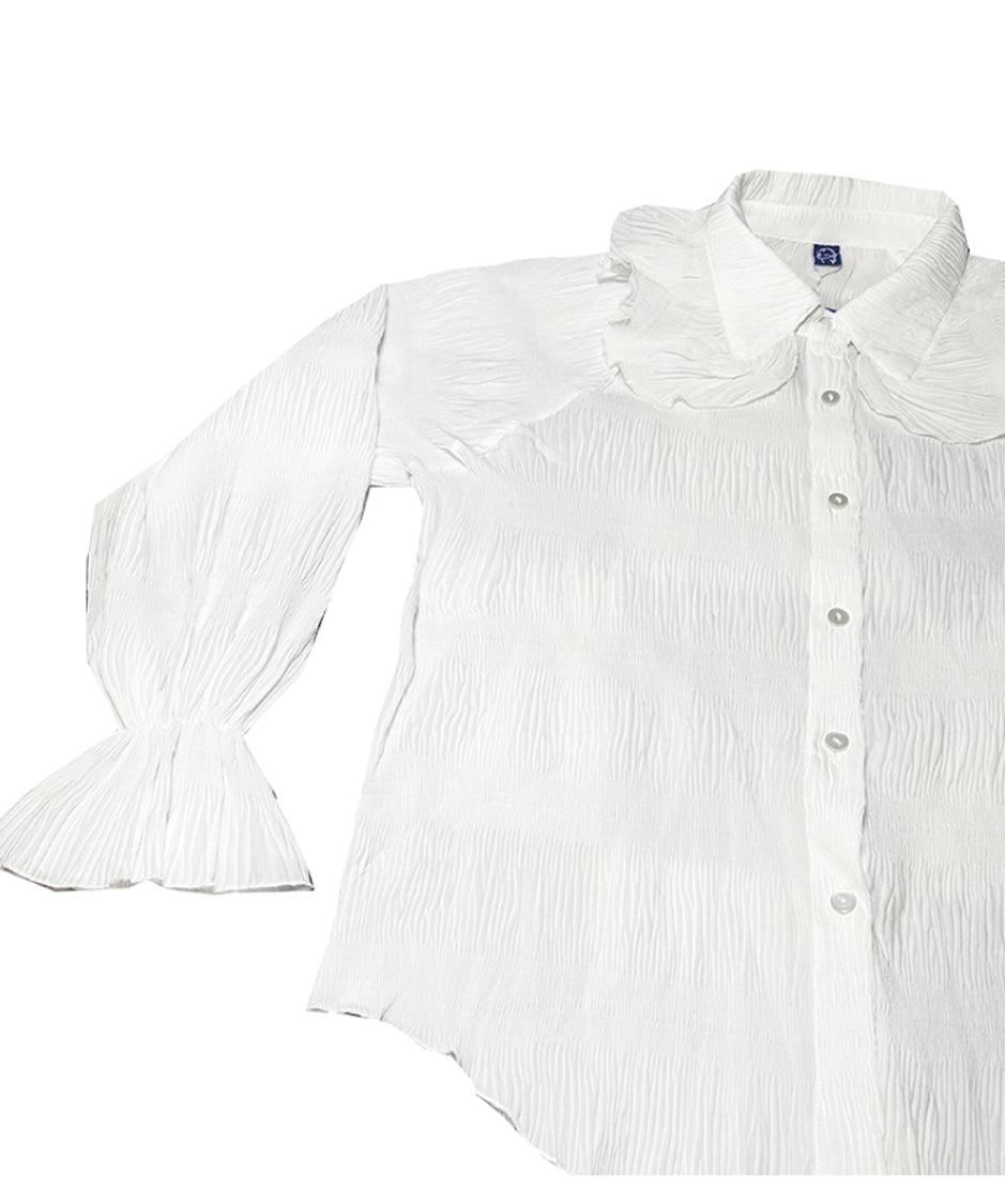 Petal Collar Pleated Blouse
