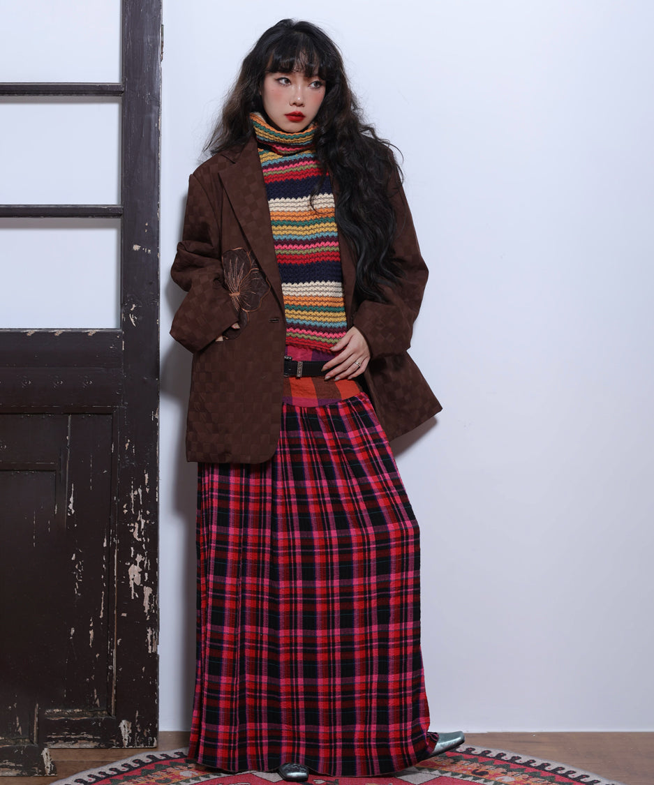 Retro Check Switching Skirt